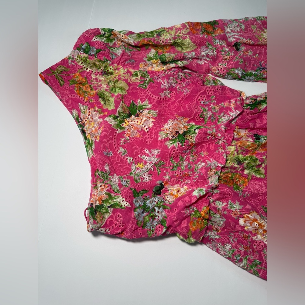 Hemant and Nandita One Shoulder Floral Belted Mini Dress Size Small - Picture 11 of 11